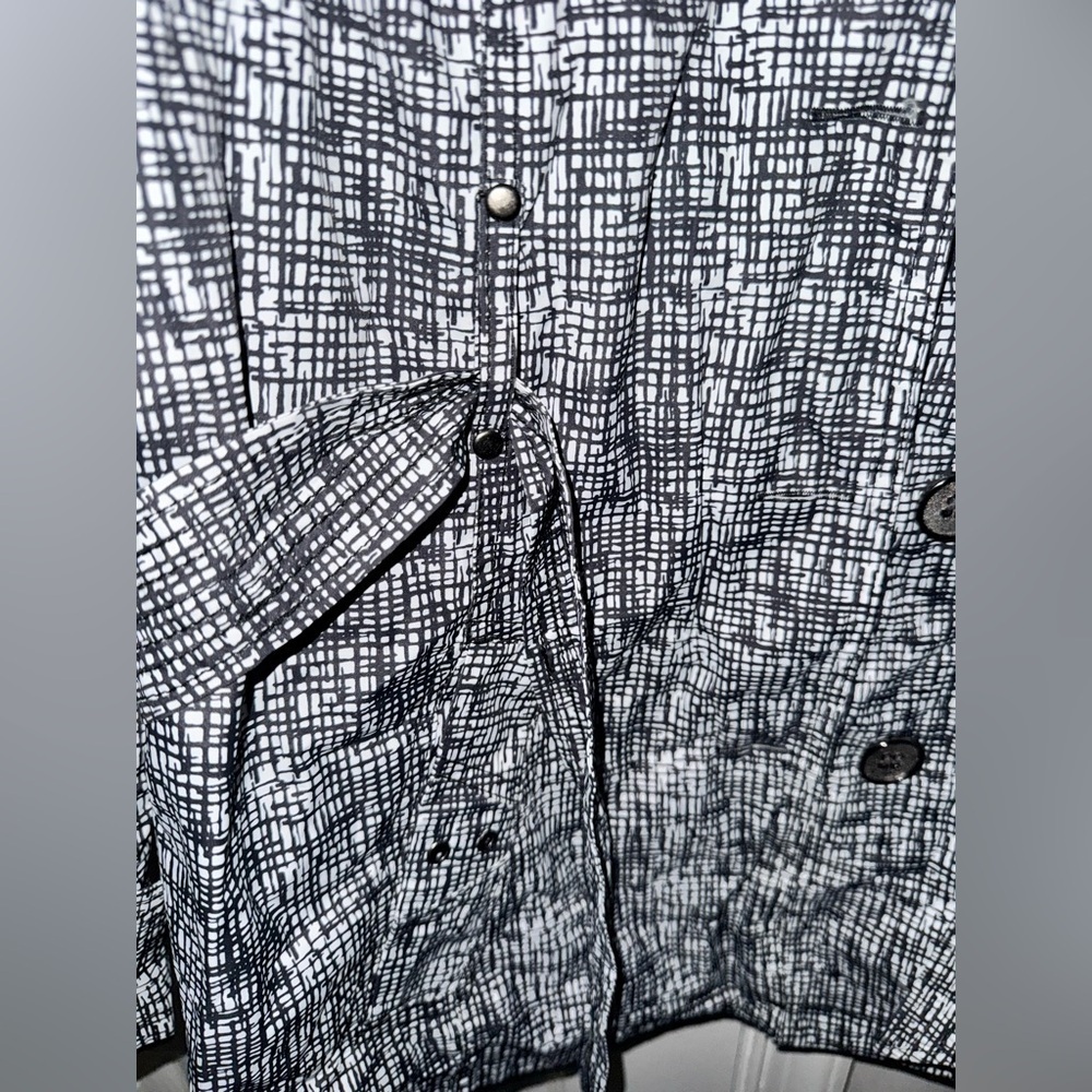 Faded Glory Women's L Black White Print Belted Lightweight Trench Coat Jacket - Picture 6 of 16